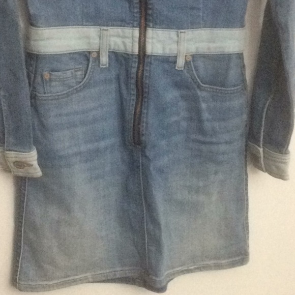7FAM Patchwork Denim Dress Size Medium Blues - Picture 4 of 9